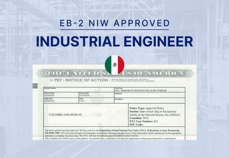 EB-2 NIW Approval Notice Industrial Engineer