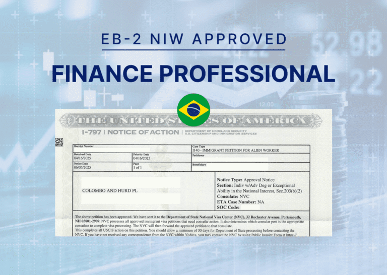 EB-2 NIW Approval Notice for Finance Professional