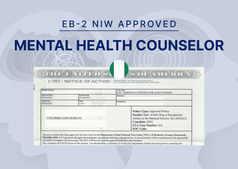 EB-2 NIW Approval for a Mental Health Counselor