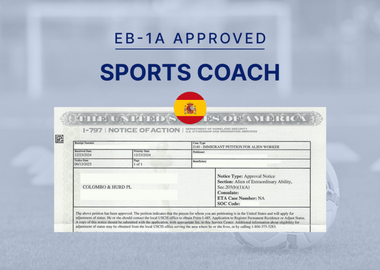 EB-1A Visa Approval for a Sports Coach
