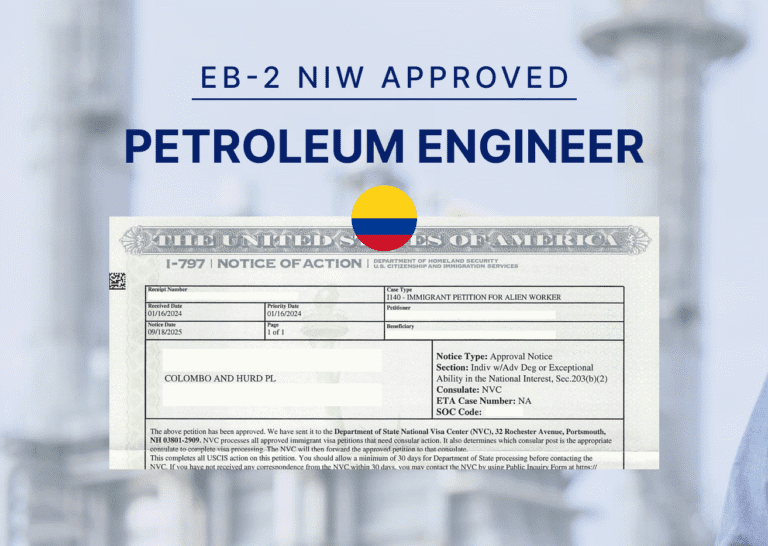 NIW approved for Petroleum Engineer