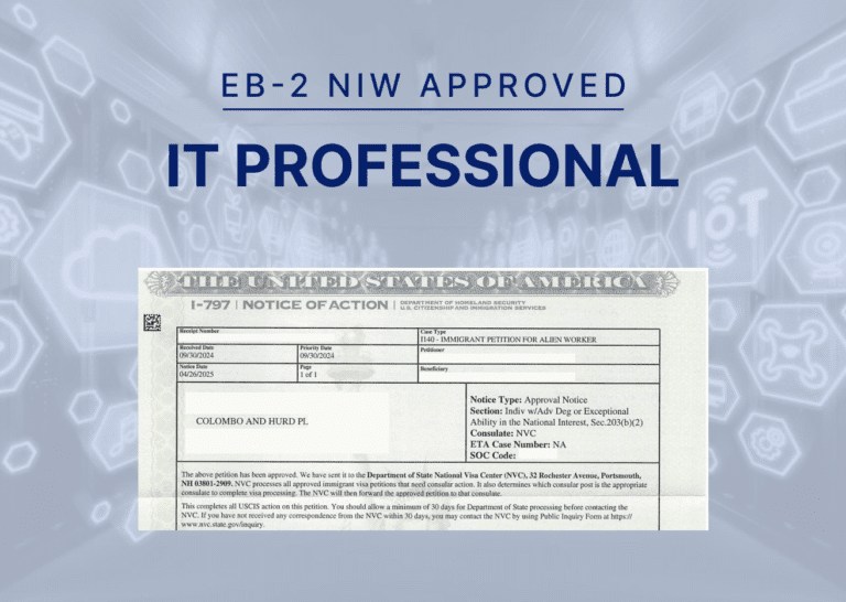 EB-2 NIW approval for IT professional
